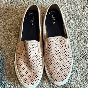 Sperry Topsiders Blush Pink Slip on Sneakers Shoes Preppy 8.5 Leather Comfort